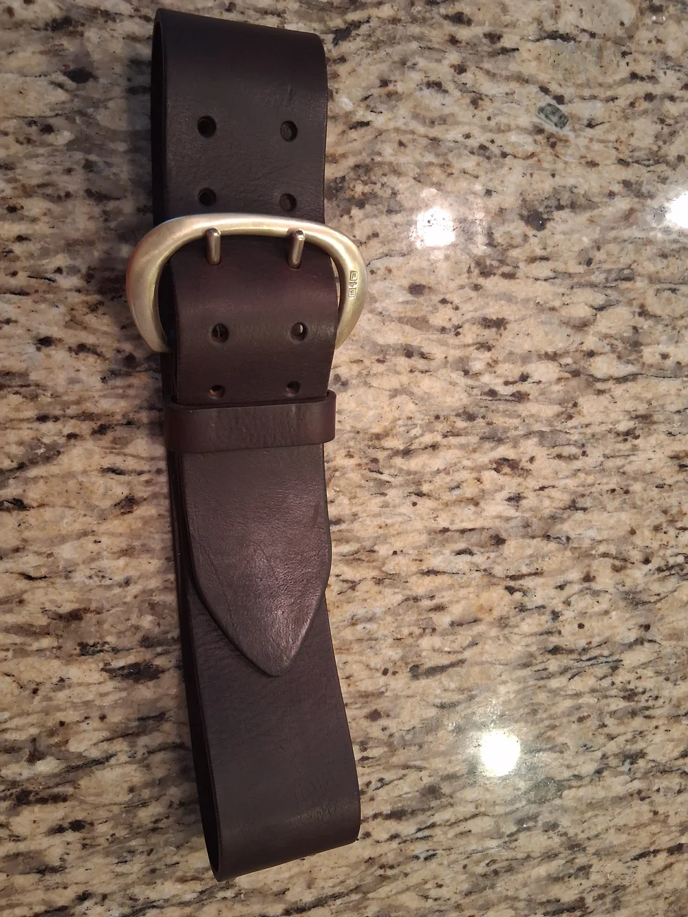 Ralph Lauren Brown Leather Belt with Brass Buckle
